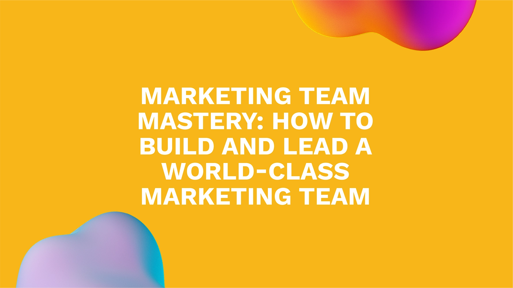 Marketing Team Mastery: How to Build and Lead a World-Class Marketing Team